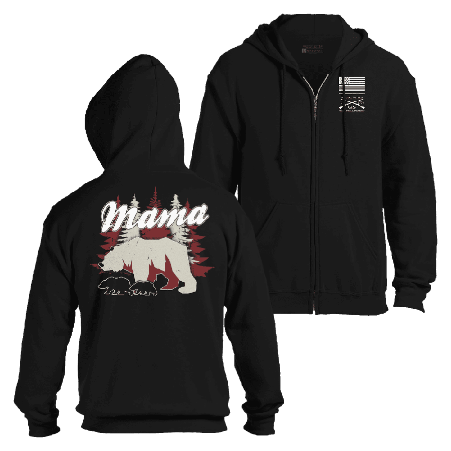 GRUNT STYLE LLC Pull capuche Maman Ourse zippée intégrale pour femme Noir