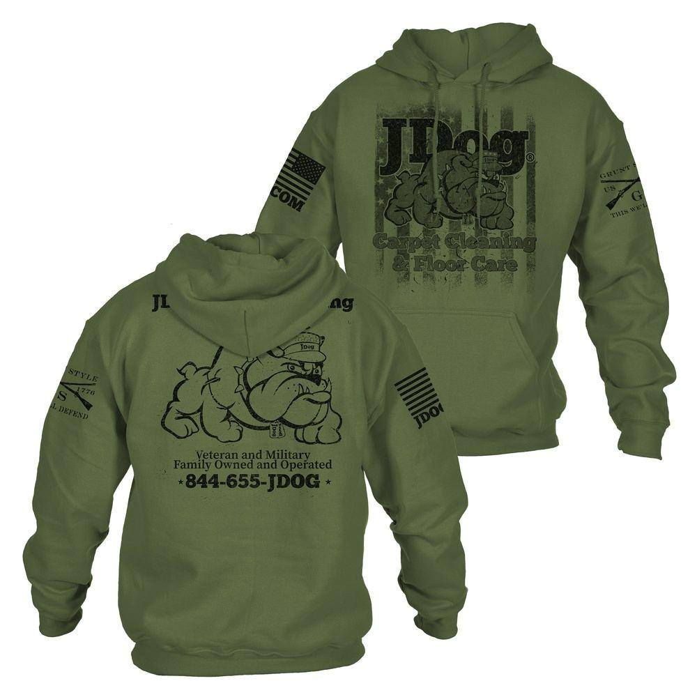 GRUNT STYLE LLC Sweat à capuche JDog pour nettoyage de tapis et entretien des sols Vert militaire
