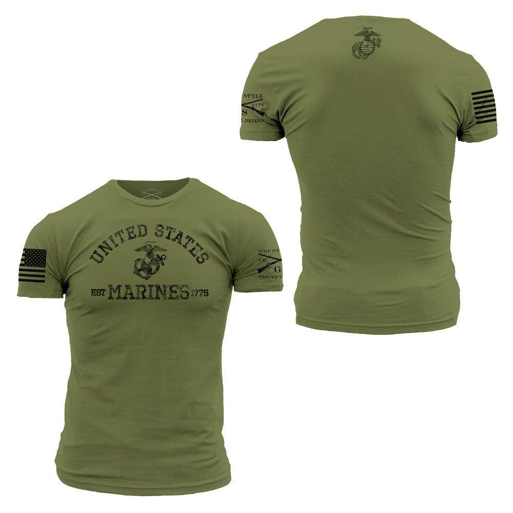 GRUNT STYLE LLC T-shirt USMC Fondé en 1775 Vert militaire tactique