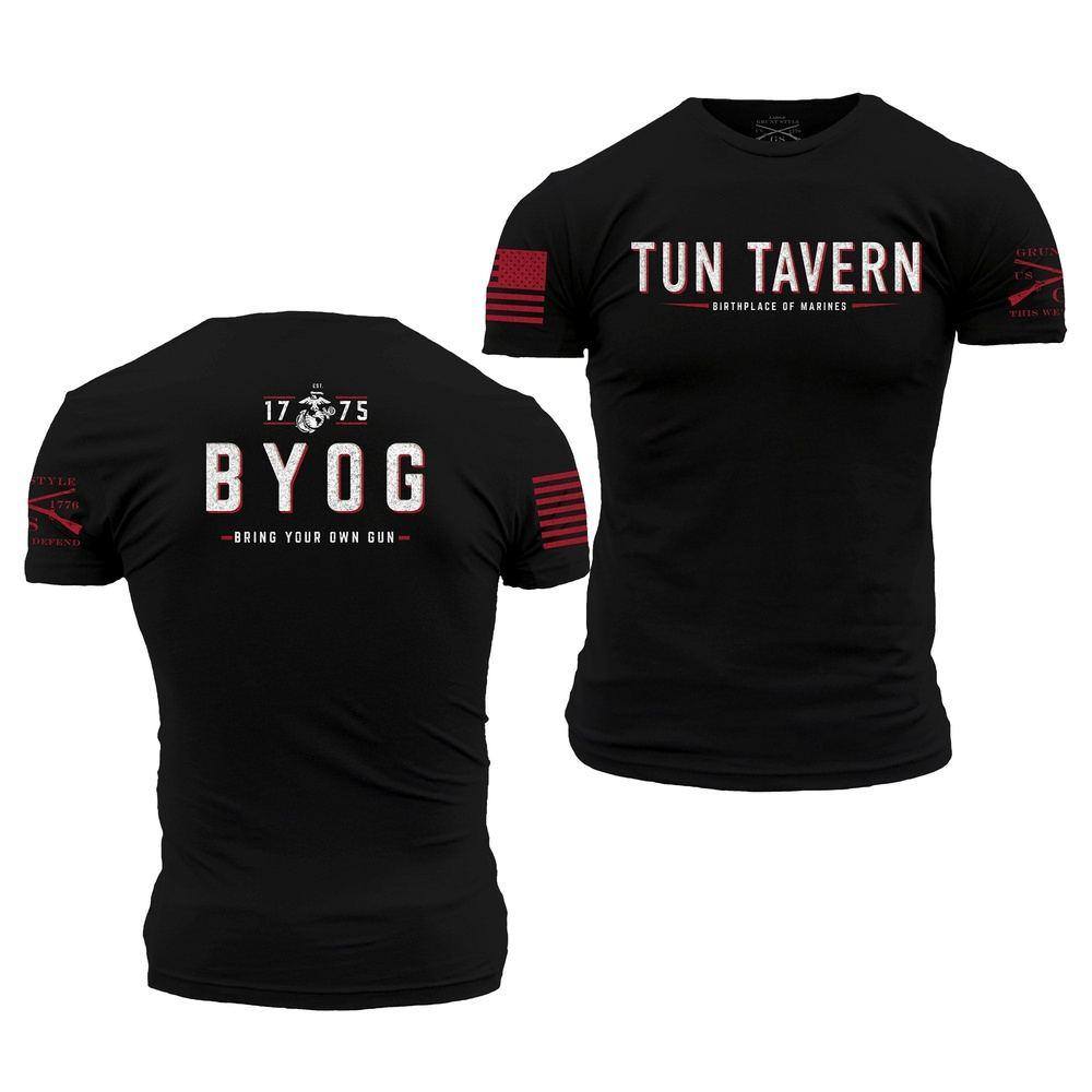 GRUNT STYLE LLC USMC Tun Tavern T-Shirt B.Y.O.G. Militaire Confortable Noir