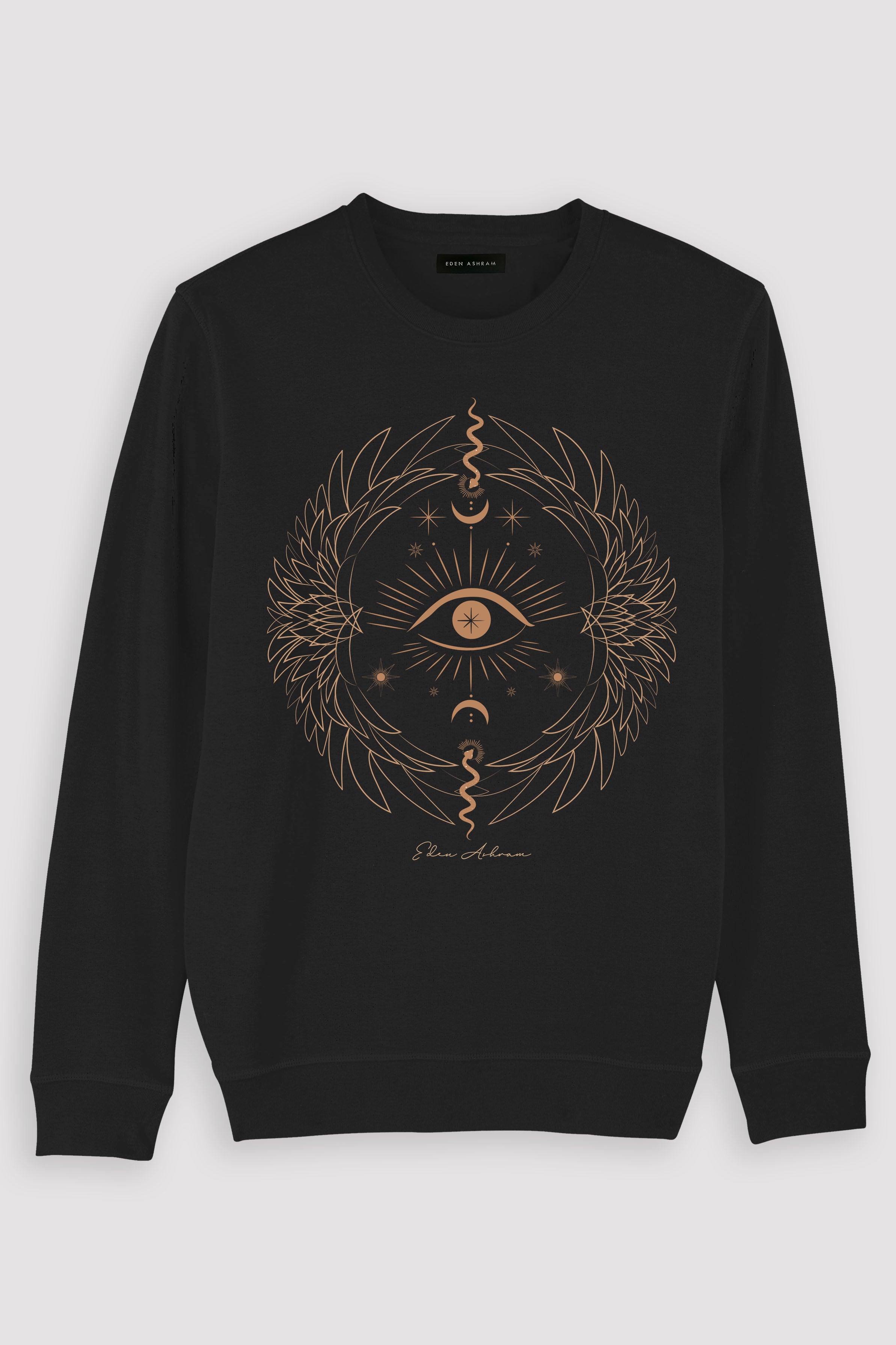 EDEN ASHRAM Pull Molletonné Premium Œil Mystique avec Col Ras du Cou