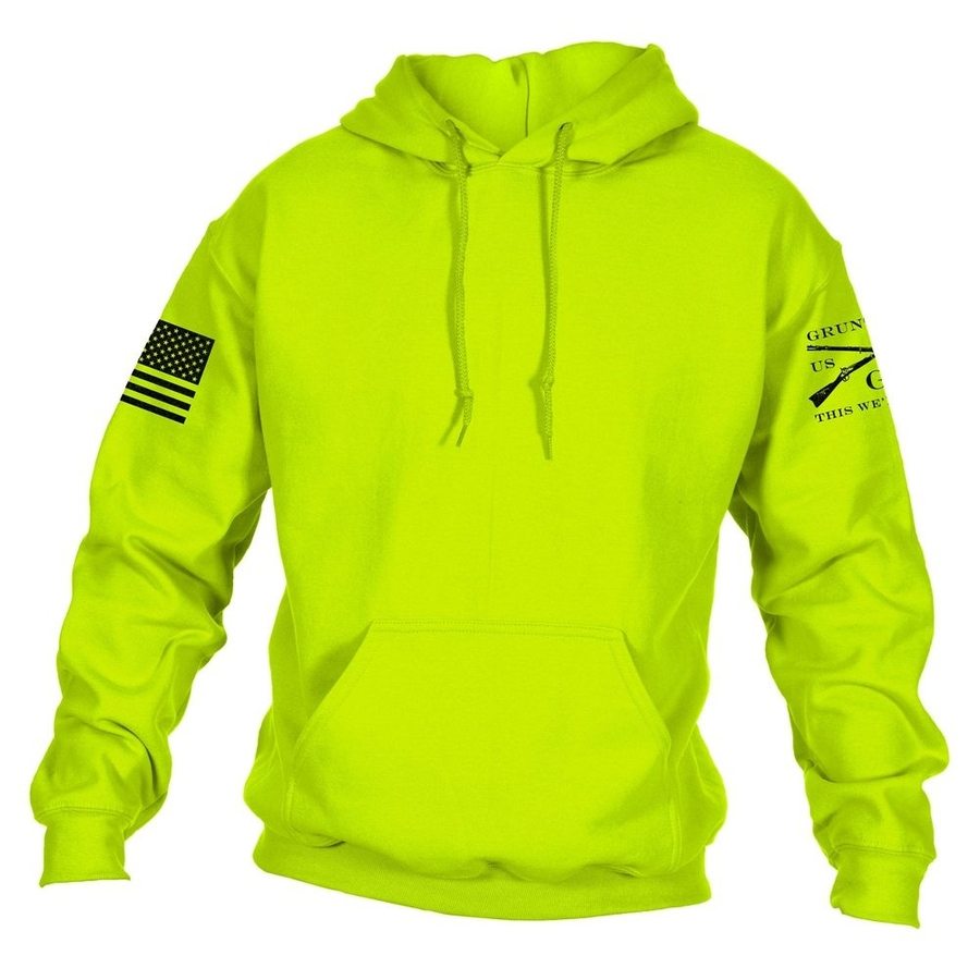 GRUNT STYLE LLC Sweat à Capuche Classique Vert Sécurité