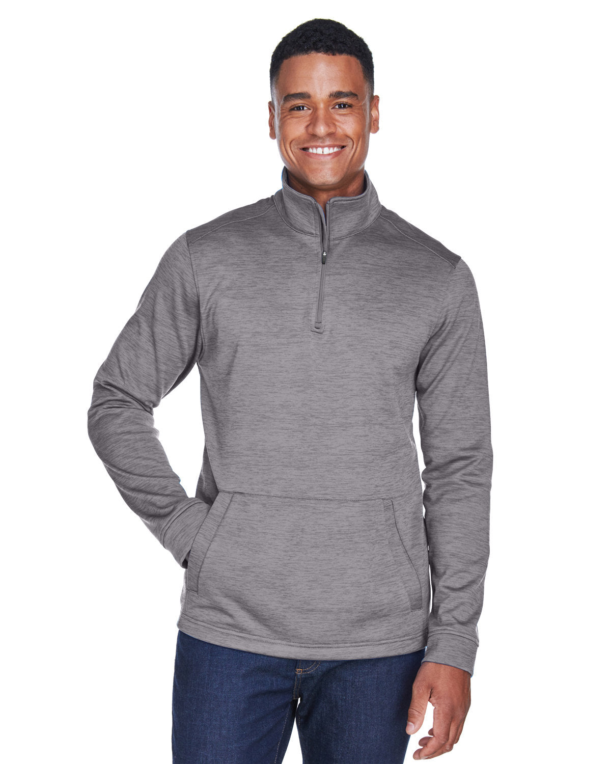 NINJA TRANSFERS Devon & Jones DG798 Pull en Polaire Newbury Mélange Pour Homme à Col Montant et Demi-Zip