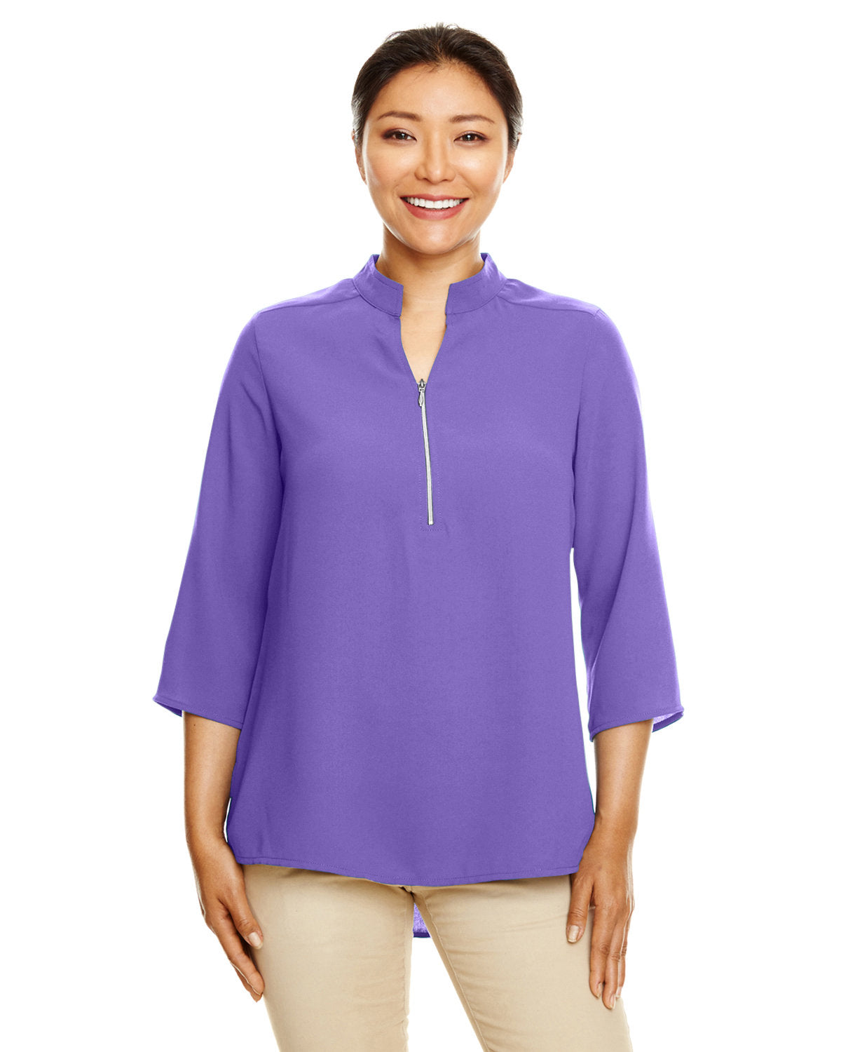 NINJA TRANSFERS Tunique fluide en crêpe Devon & Jones DP611W pour femme Manches trois-quarts et coupe ajustée