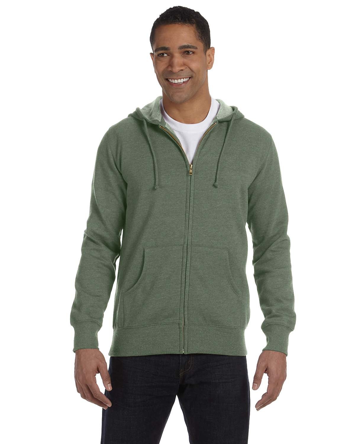 NINJA TRANSFERS Sweat écoresponsable EC5680 pour homme en mélange chiné bio/recyclé Capuche zippée confortable