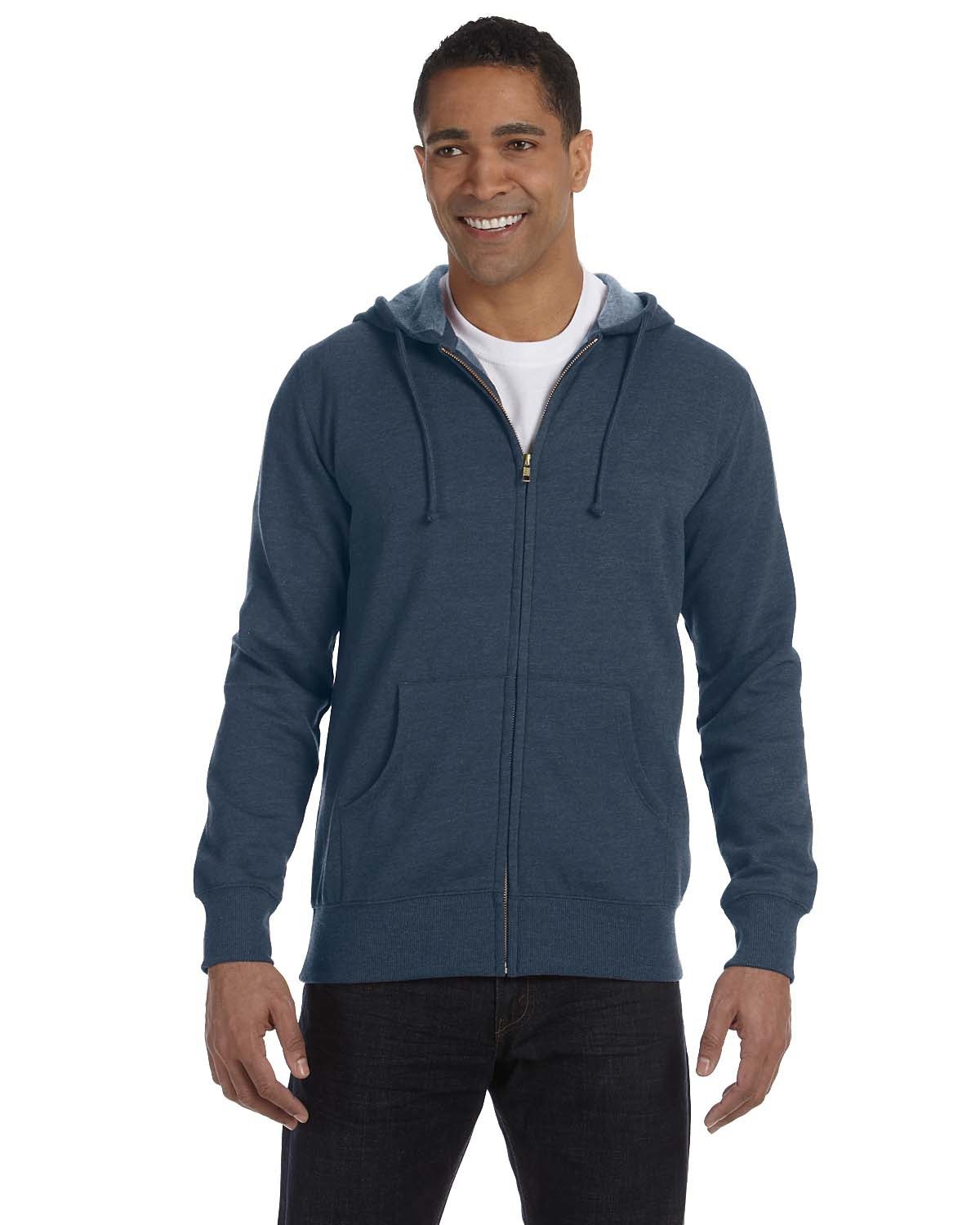 NINJA TRANSFERS Sweat-shirt bio/recyclé chiné avec capuche et fermeture éclair pour homme EC5680 econscious